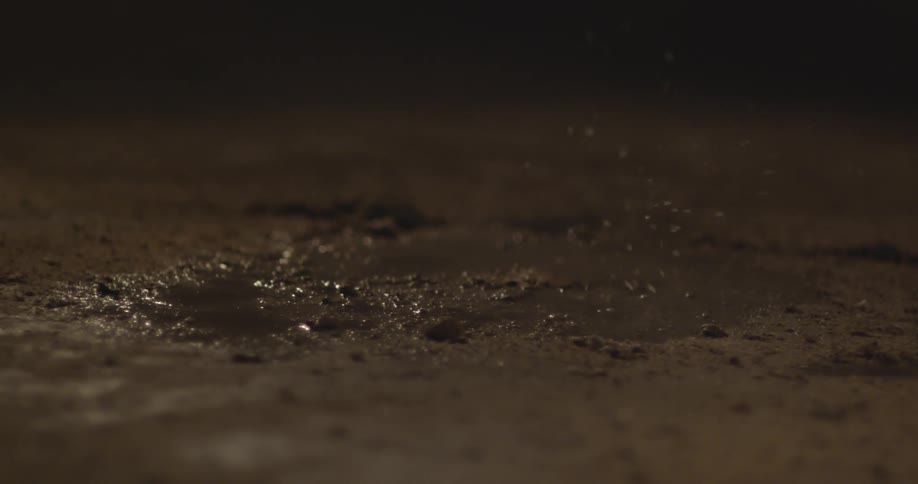 Drops of water hitting the ground