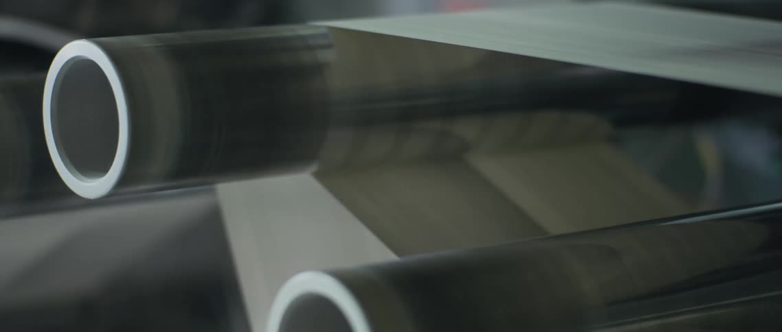 A belt turning on machinery in a factory