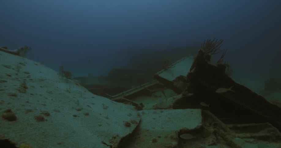 A view of a shipwreck on the floor of the ocean