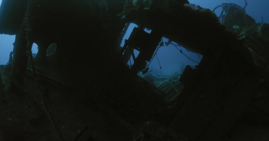 Underwater footage of a shipwreck