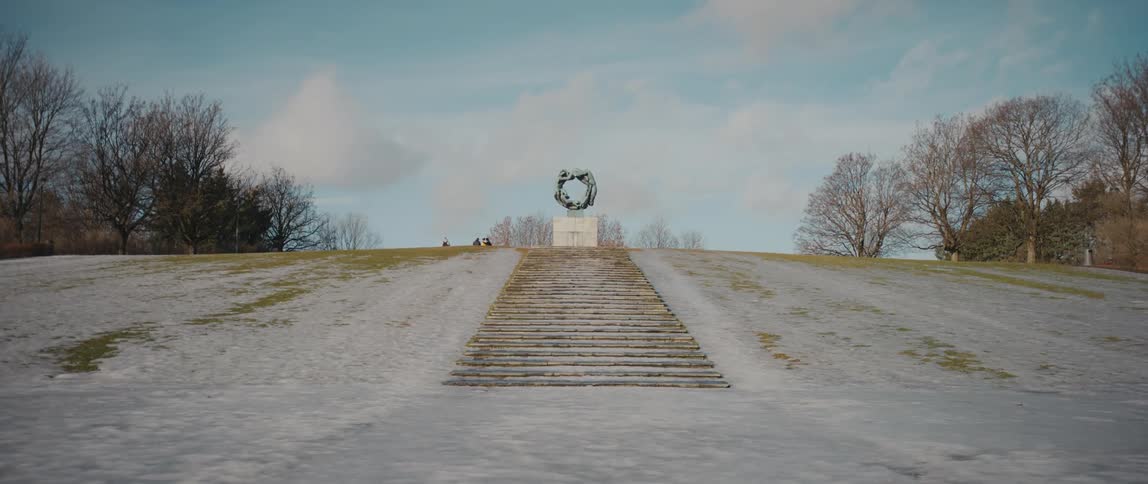 The Wheel of Life sculpture by Gustav Vigeland, at the top of it's staircase in Frogner Park, Oslo, Norway