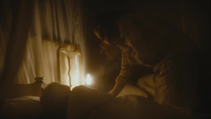 A woman goes to bed