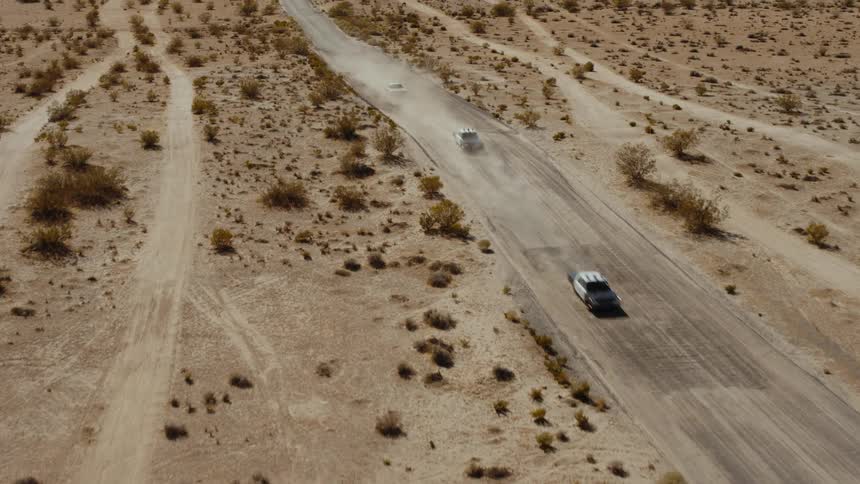 An aerial view of offroad racing