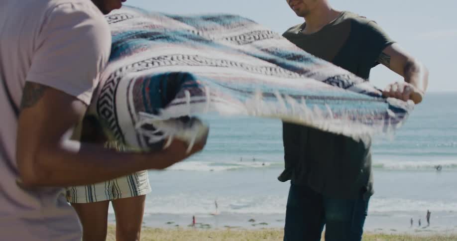 A group of people getting ready for a picnic