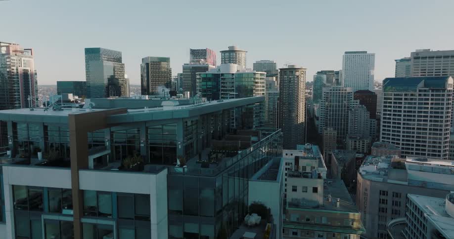 Luxury condo buildings fill a downtown city