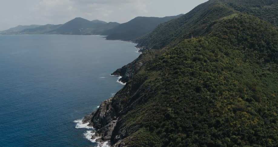 An aerial view of a rocky coastline