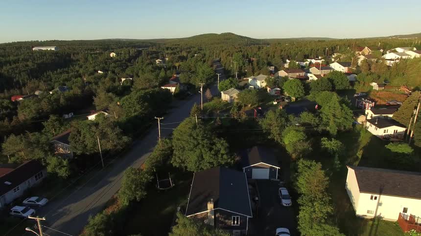 Aerial view of town in a rural area