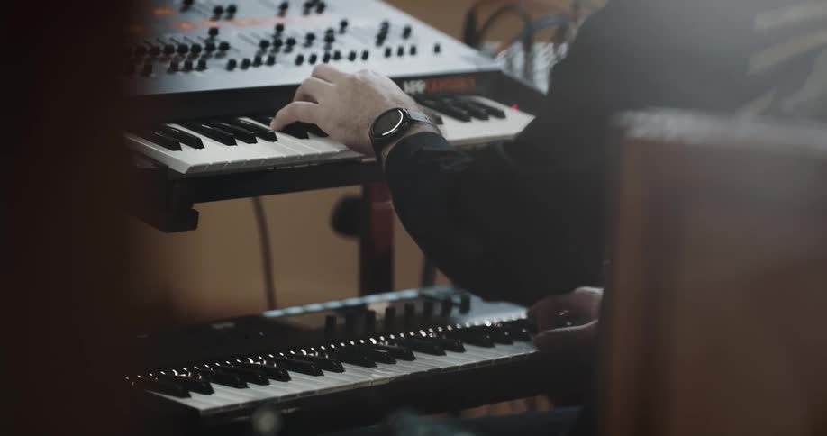 A person is playing a musical instrument