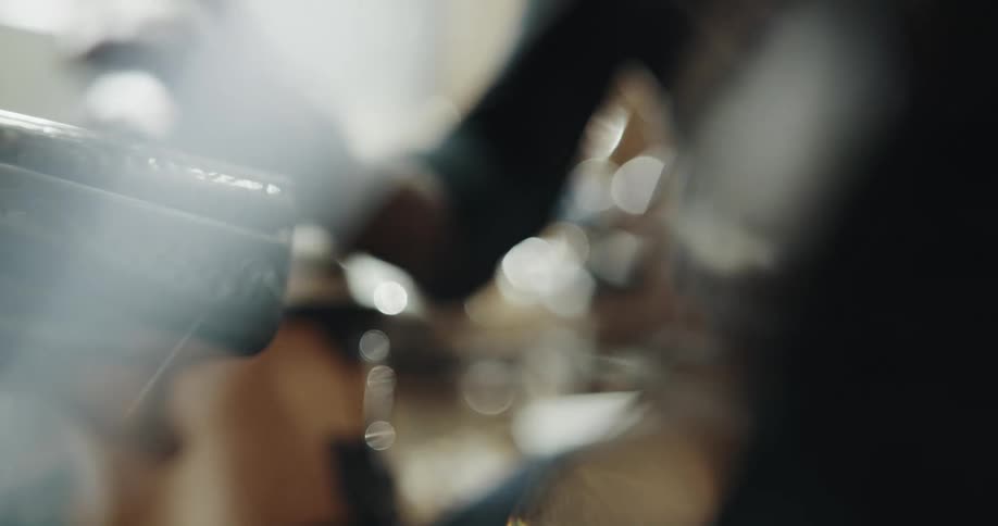 Man uses his hands to play percussion instruments on a studio