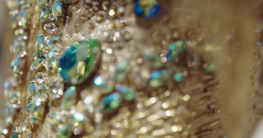 Jewels and gold fabric with beads