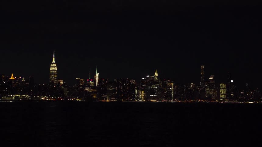 A brightly lit city at night