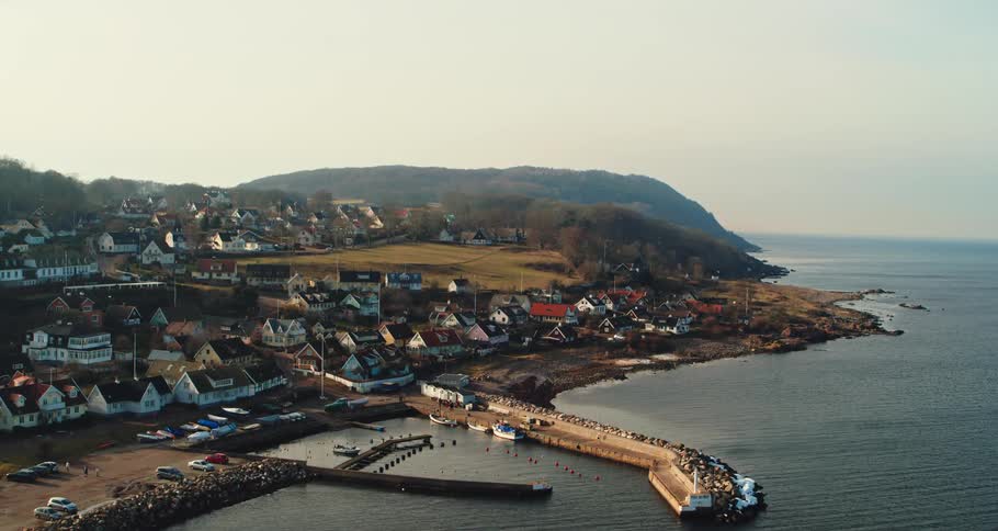 A town is on the shore