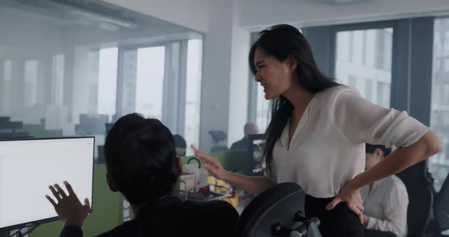Female supervisor talking about work to an employee in the office