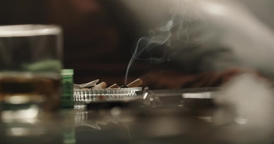 A person is smoking a cigarette