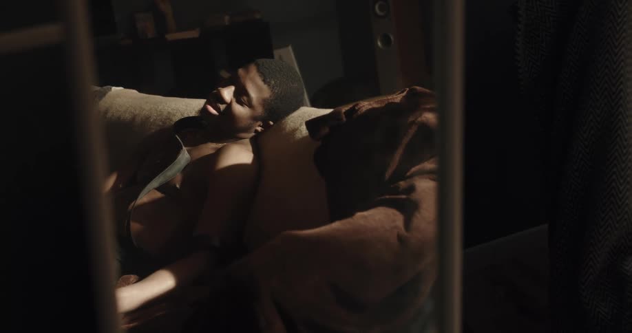 A man is resting at home