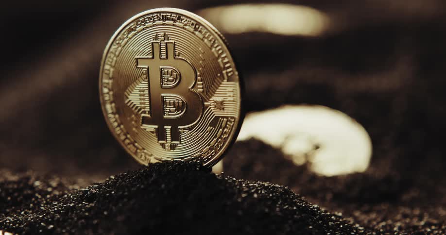Gold coins in dirt