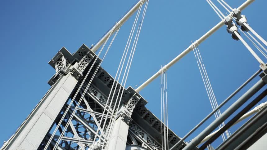 View of the top of a metal bridge