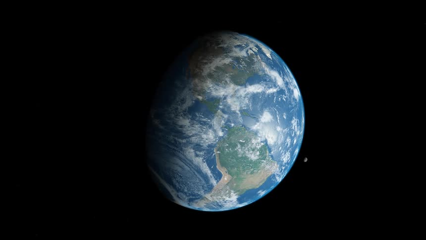 The planet earth from space with the moon in the background