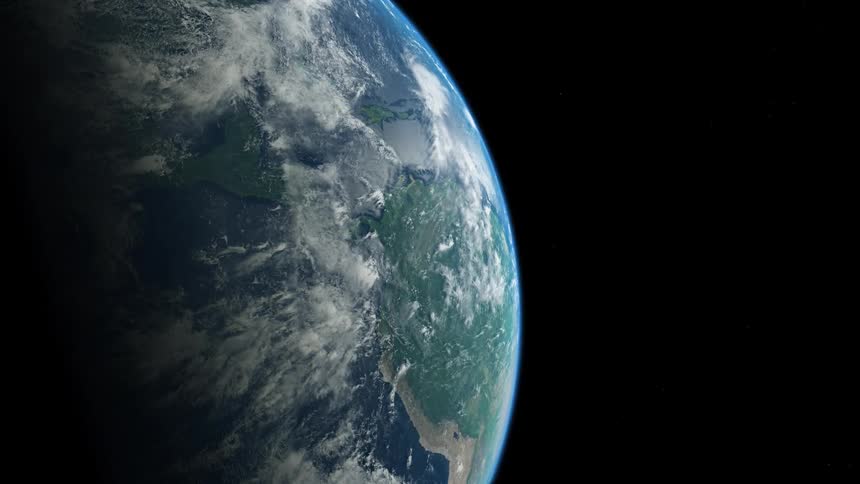 The earth sits suspended in space
