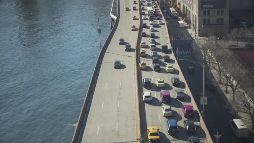 Aerial view of roads with traffic