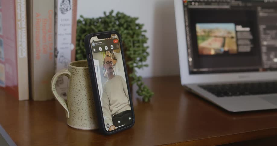 A man starts a video call
