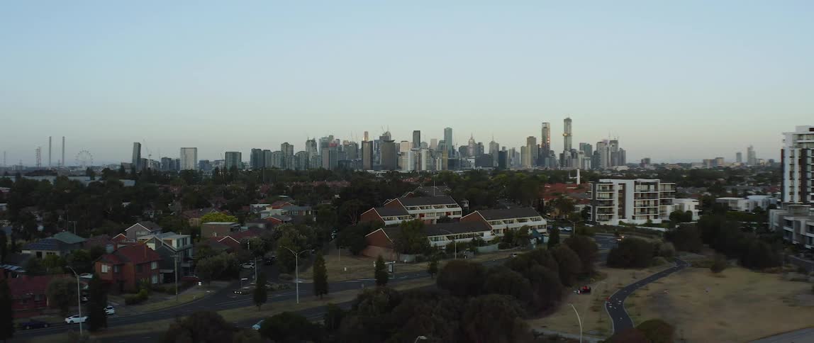 Skyline of the city with tall buildings and skyscrapers during the day