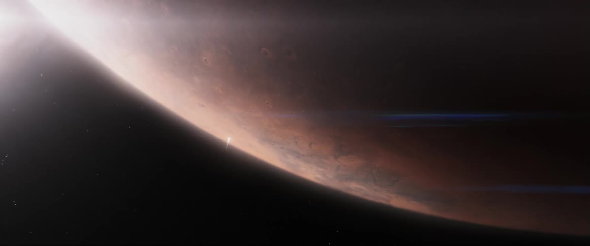A bright object orbiting a planet