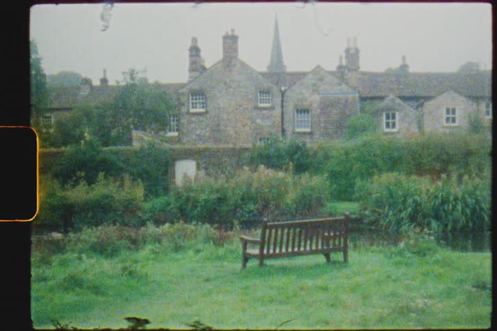 The yard is empty on the old footage