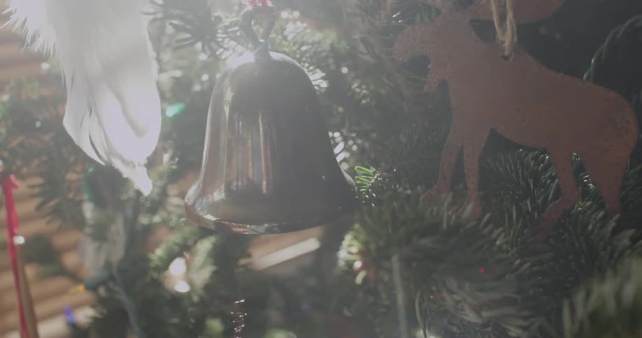 Close up of some ornaments on a christmas tree