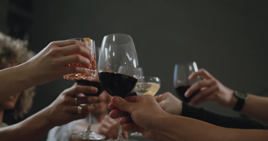 A view of people all drinking together