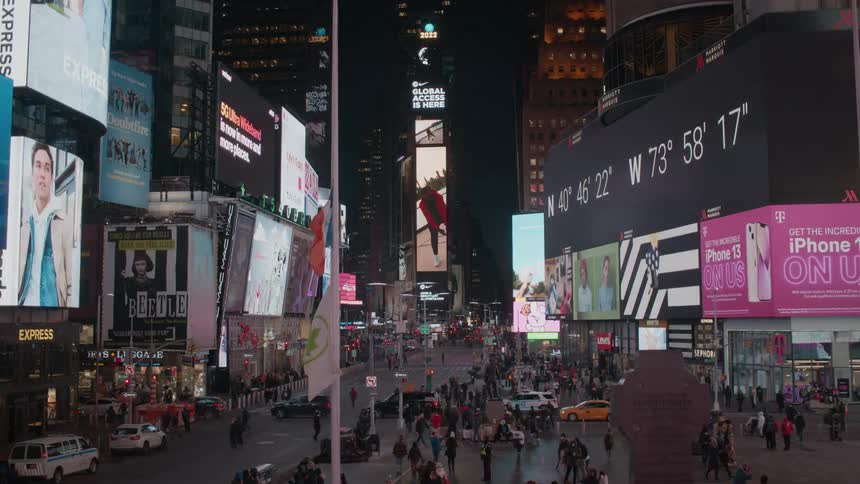 The flashing billboards and crowds of times square in nyc for new year celebrations