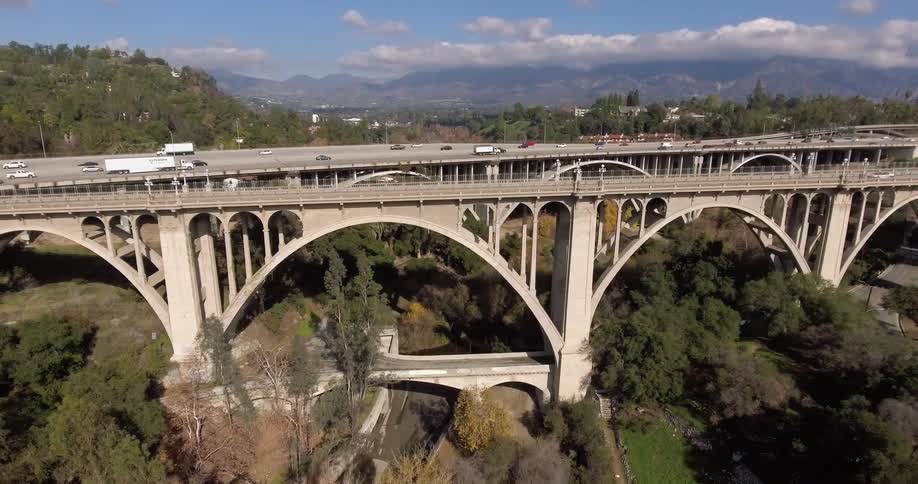 Cars driving on highway overpass