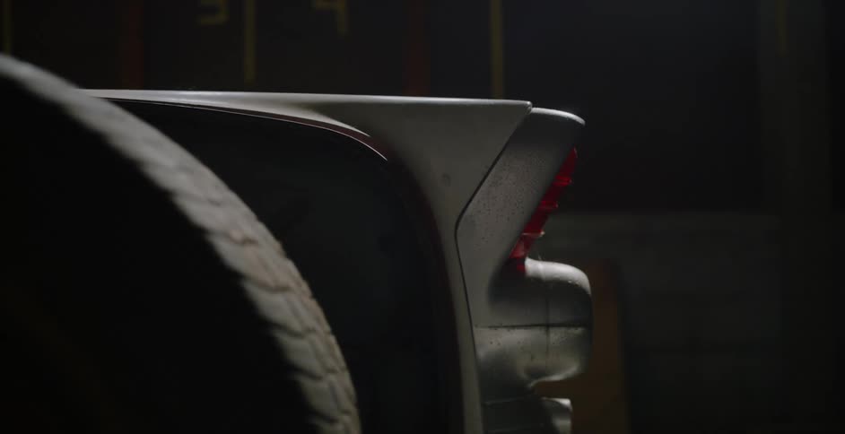 A view of a car at night