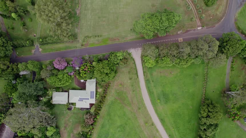 An aerial view of homes in a neighborhood
