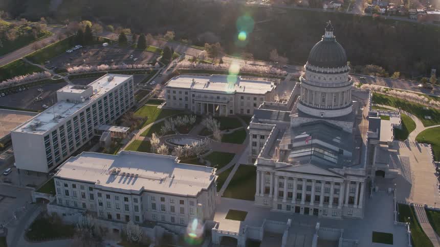 Aerial view of the salt lake city state capitol building in utah at morning