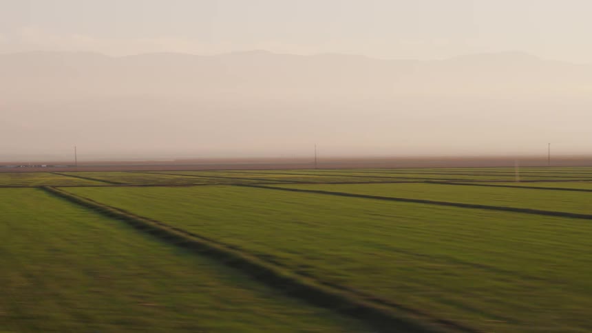 Plots of farm land sit in even rectangles