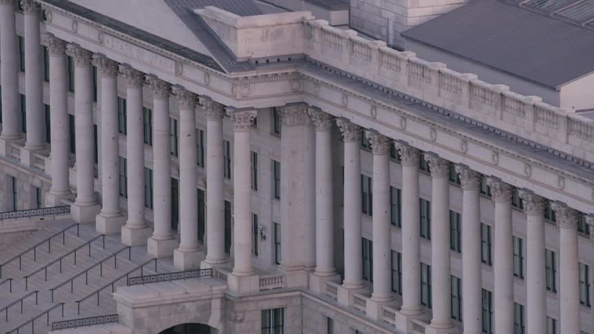 Aerial view of the salt lake city state capitol building in utah at morning