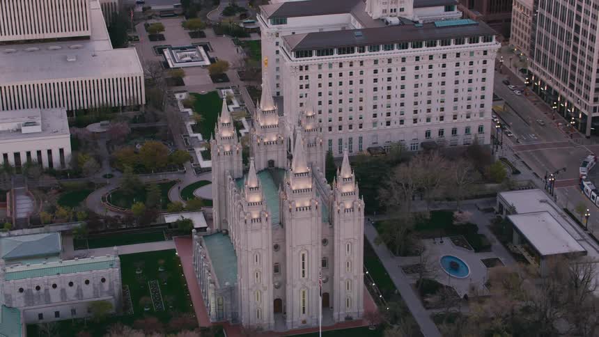 An aerial view of buildings outdoors