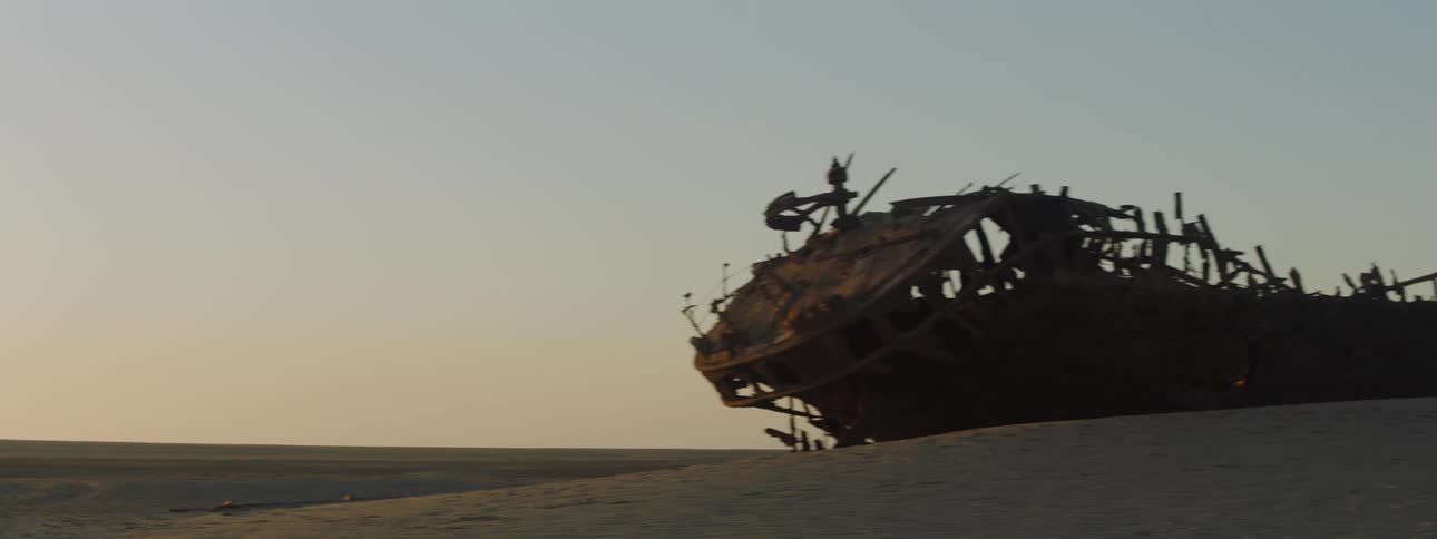 A shipwreck in the desert