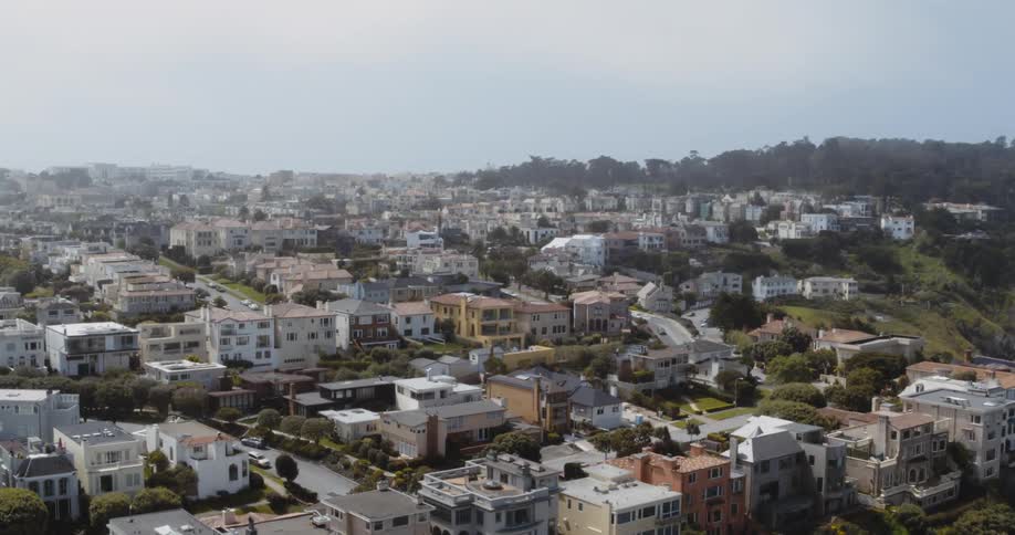 An aerial view of a neighborhood