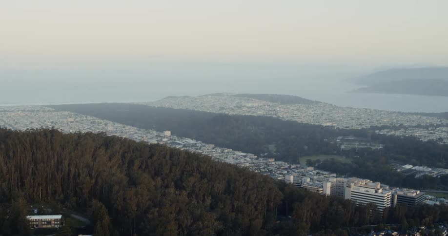 An aerial view of buildings in a city