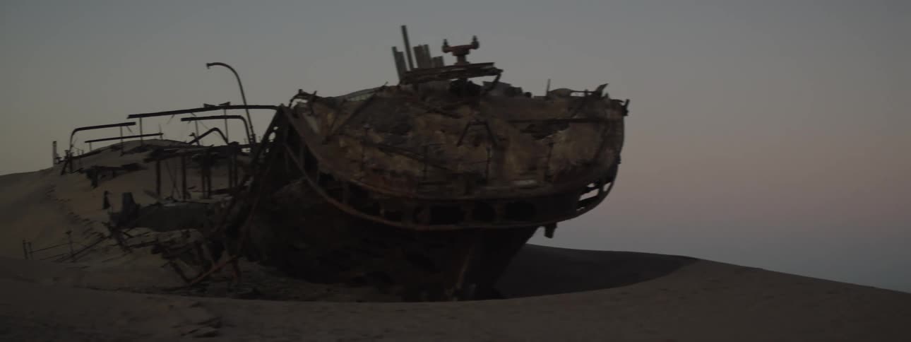 The shipwreck of the eduard bohlen covered in sand in the desert