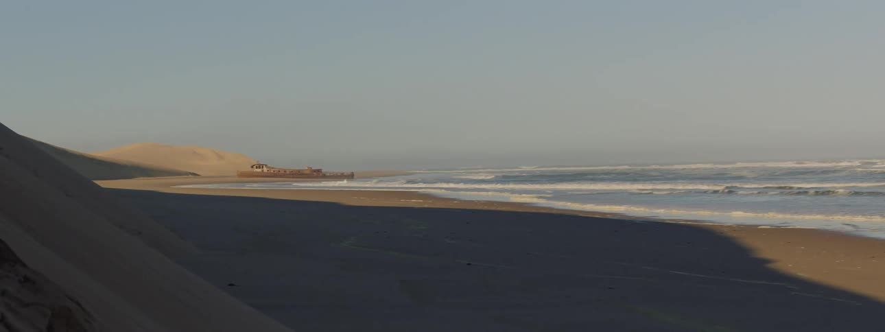 Rusted shipwreck on the skeleton coast