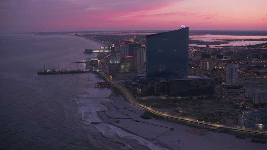 Aerial view of an urban city near the ocean coast