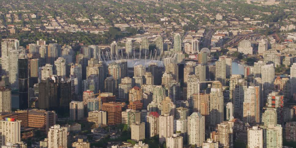Buildings and skyscrapers in a big city on a sunny day