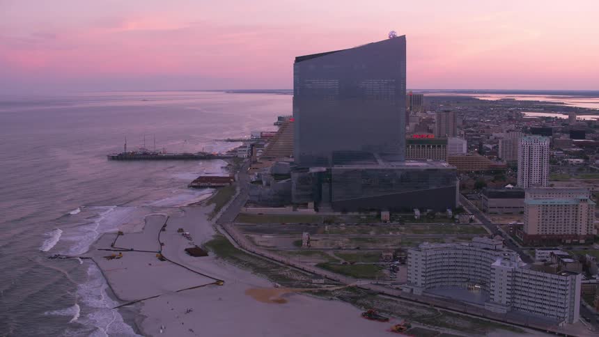 Atlantic city hotels casinos and resorts on the waterfront at sunset