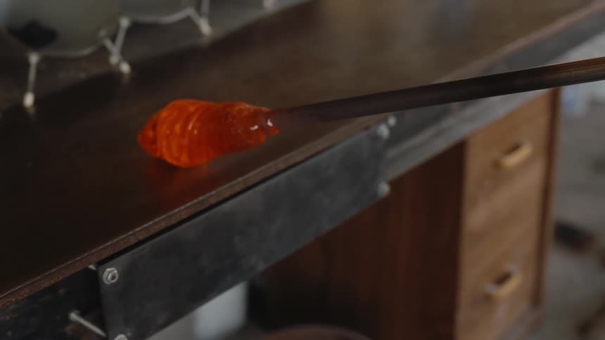 Spinning hot glass