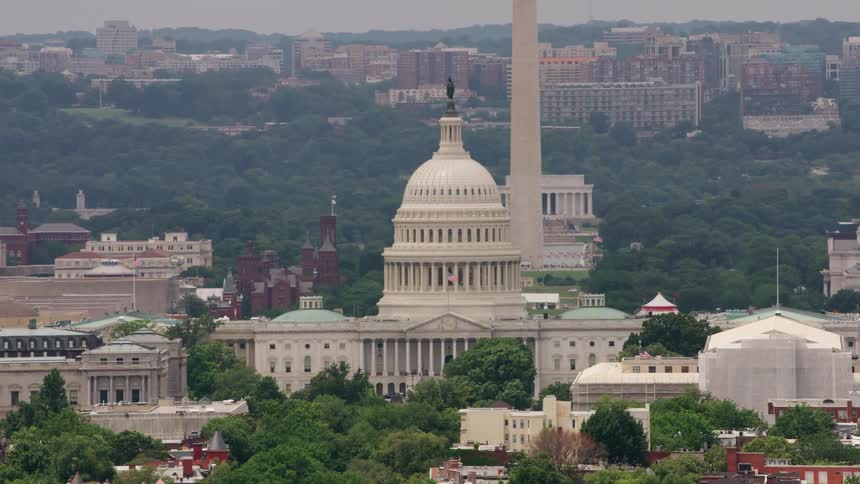 Trees and building surround the united states capitol building in washington dc