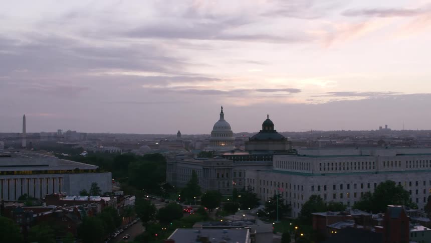 Washington dc streets and buildings including the capitol building and washington monument