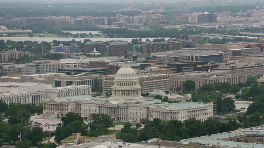 Aerial view of the dome of the united states capitol building